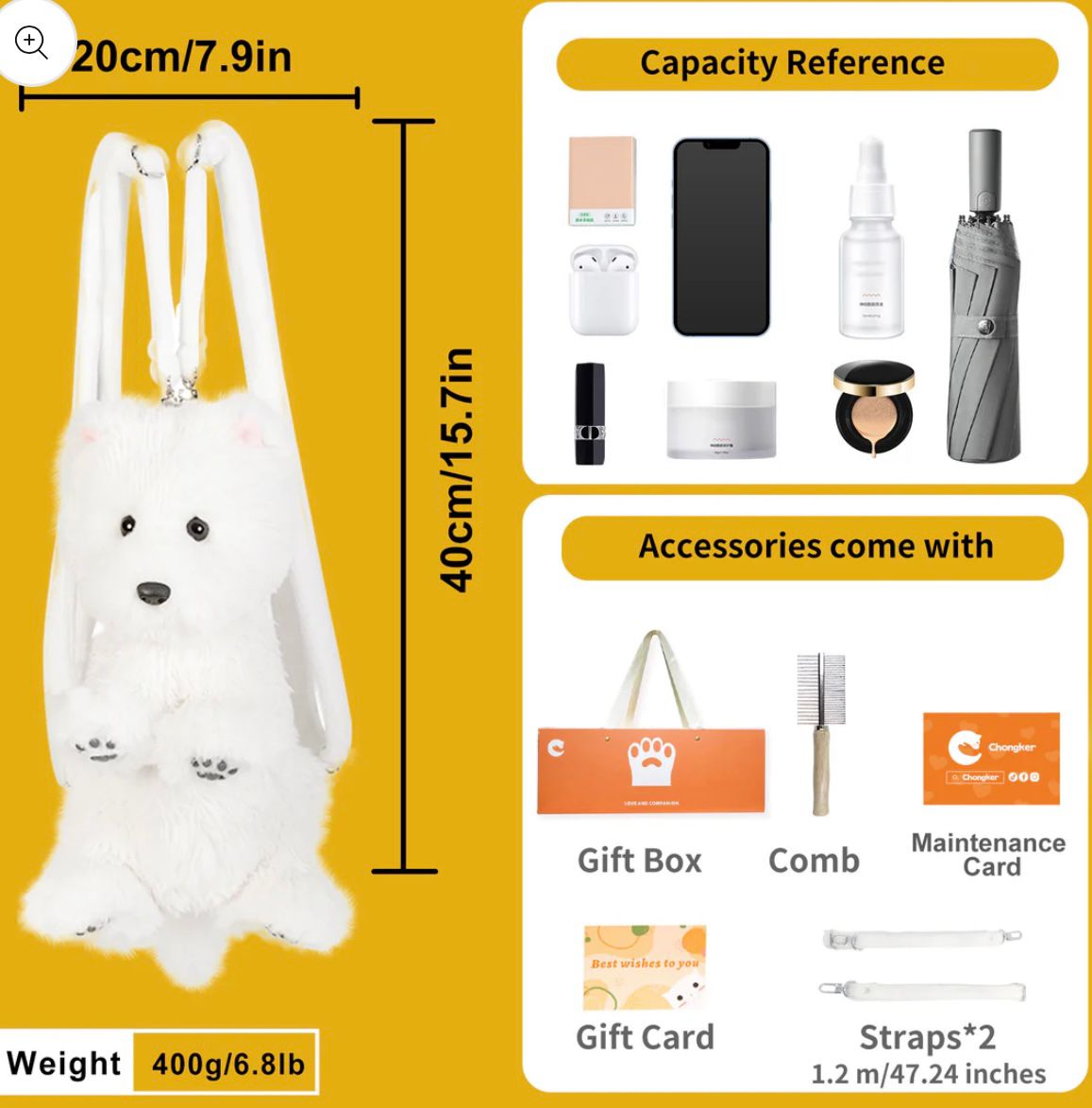 Westie White Dog Backpack